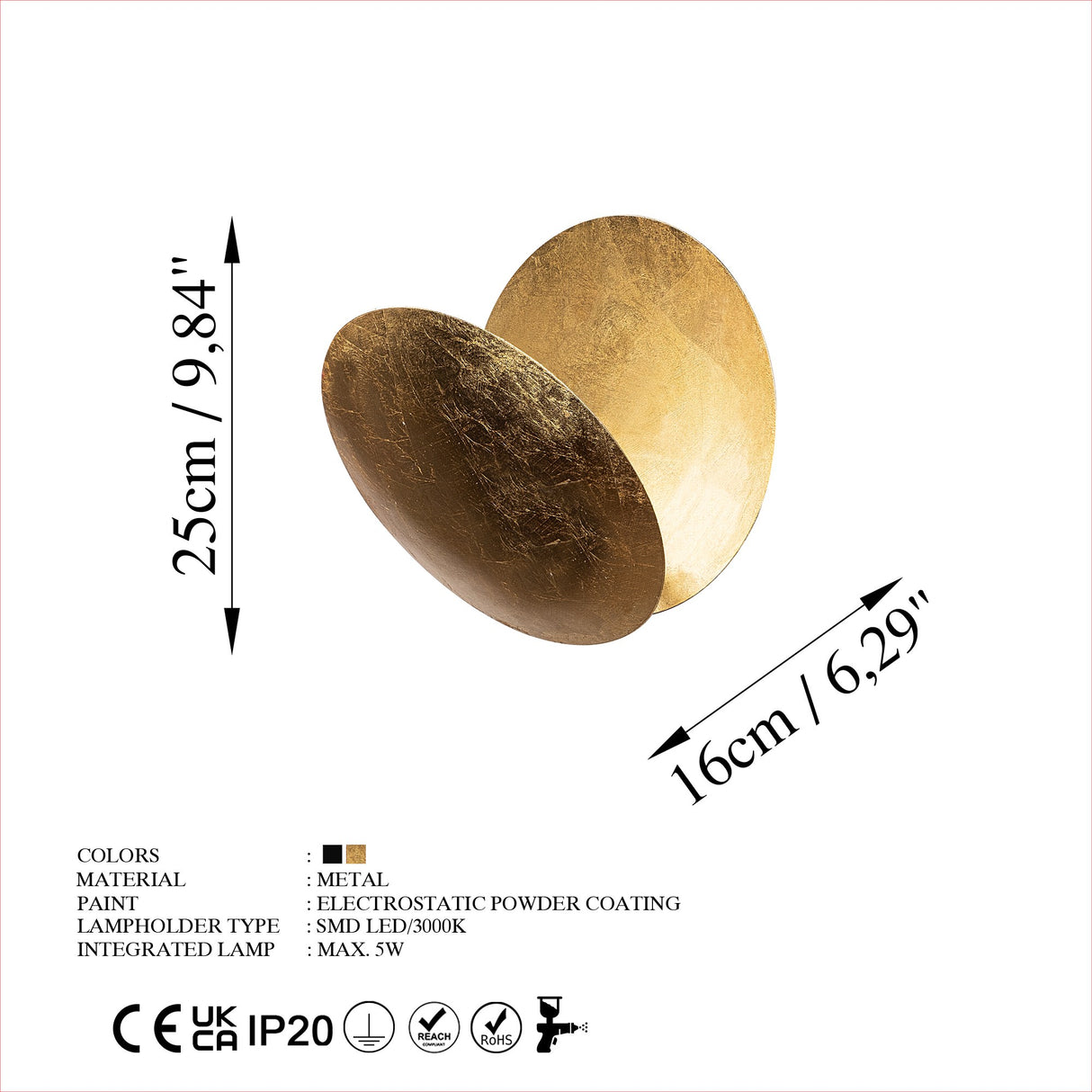 Aplica perete Yosma-13640 - Auriu