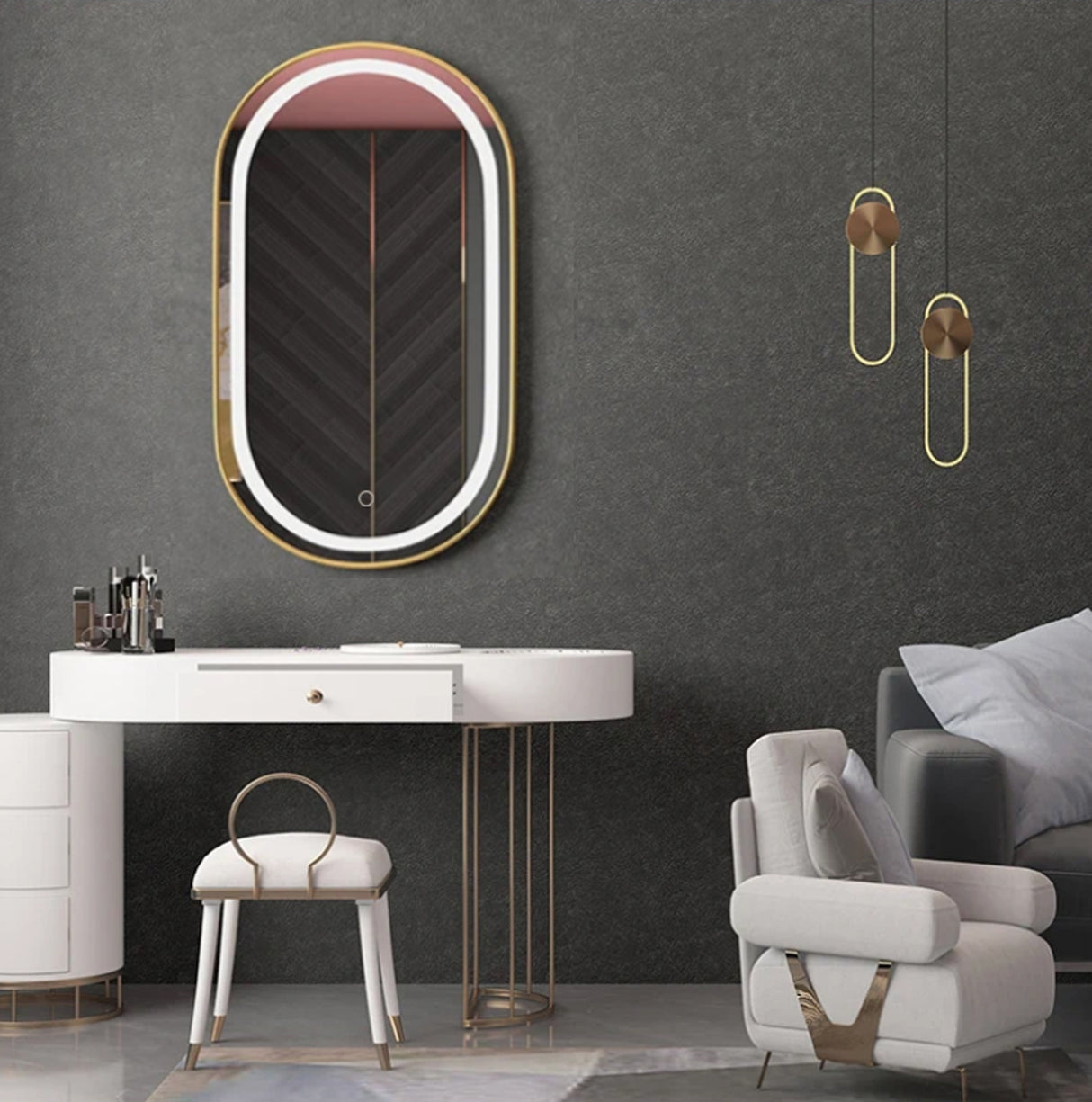 Oglinda LED OLL 60x90 cm Brush Gold