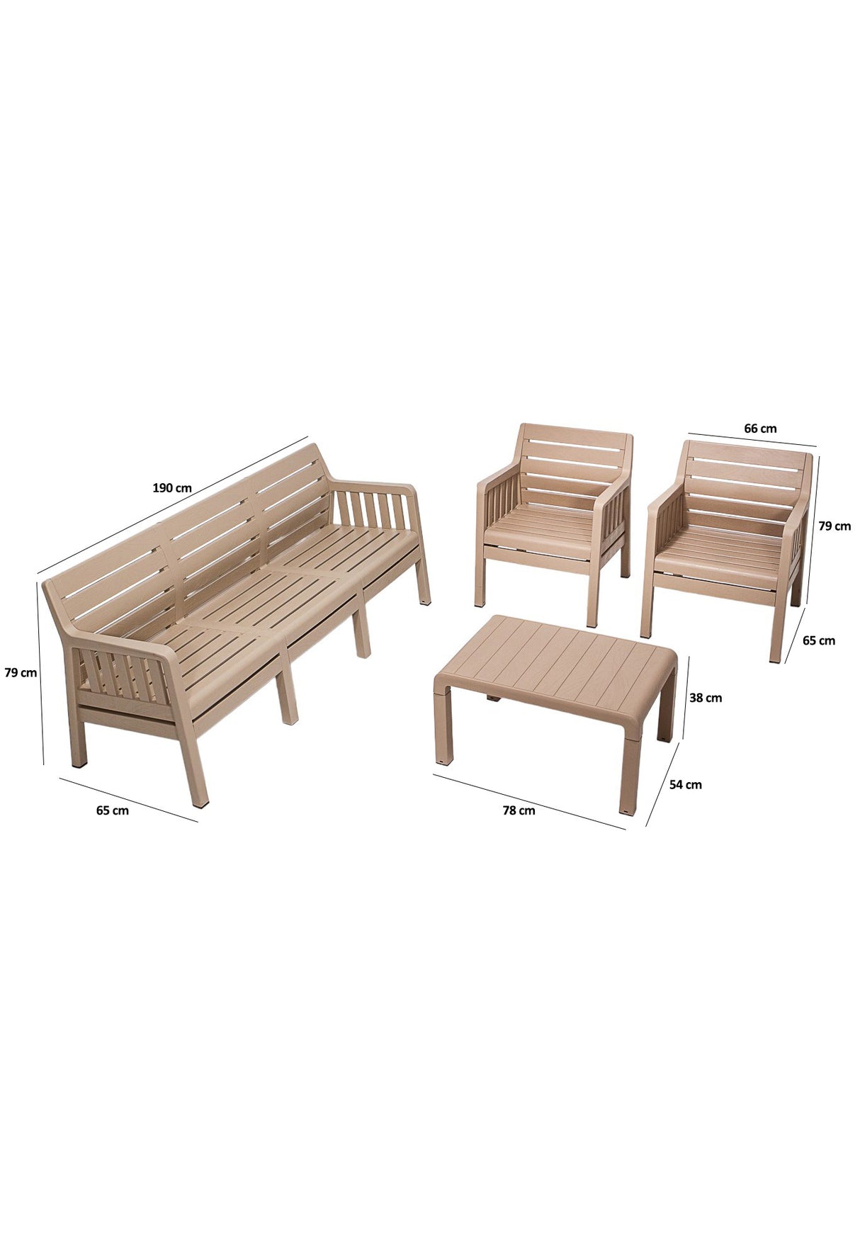 Set mobilier gradina Lara Mindersiz 3+1+1+S Takim - Cappucino - Cappuccino