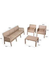 Set mobilier gradina Lara Mindersiz 3+1+1+S Takim - Cappucino - Cappuccino