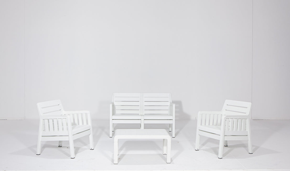 Set mobilier gradina Lara Mindersiz 2+1+1+S Takim - White - Alb