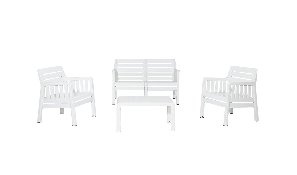 Set mobilier gradina Lara Mindersiz 2+1+1+S Takim - White - Alb