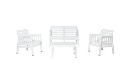 Set mobilier gradina Lara Mindersiz 2+1+1+S Takim - White - Alb