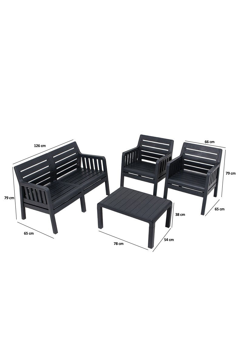 Set mobilier gradina Lara Mindersiz 2+1+1+S Takim - Anthracite - Antracit