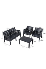 Set mobilier gradina Lara Mindersiz 2+1+1+S Takim - Anthracite - Antracit