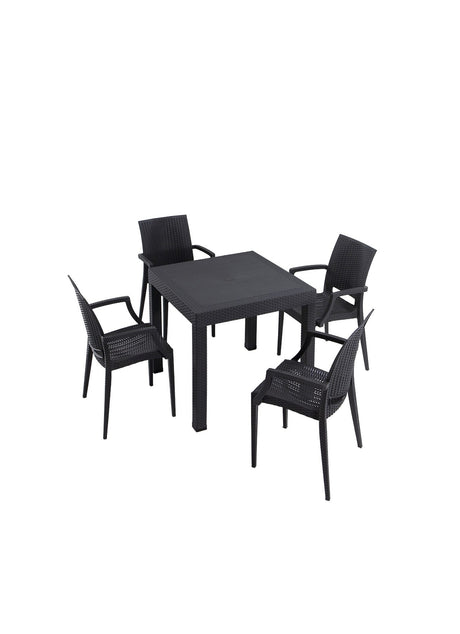 Set mobilier gradina Rattan 80x80 Small Lux Masa Takimi - Anthracite - Antracit
