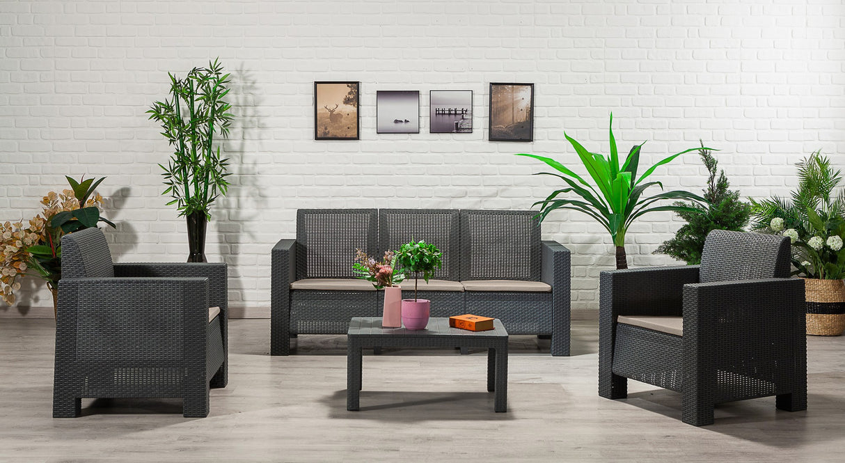 Set mobilier gradina Aksu 3+1+1+S Takim - Anthracite - Antracit