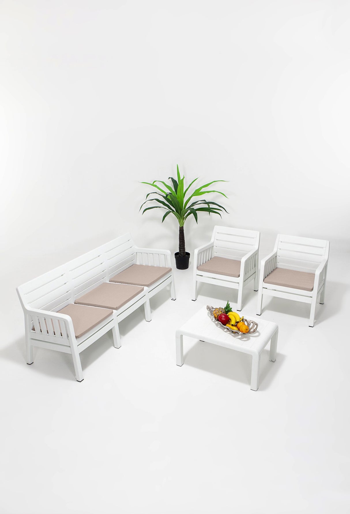 Set mobilier gradina Lara 3+1+1+S Takim - White - Alb