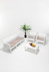 Set mobilier gradina Lara 3+1+1+S Takim - White - Alb