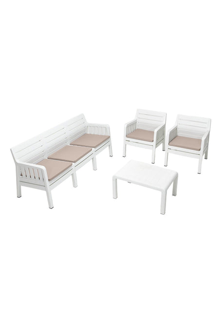 Set mobilier gradina Lara 3+1+1+S Takim - White - Alb