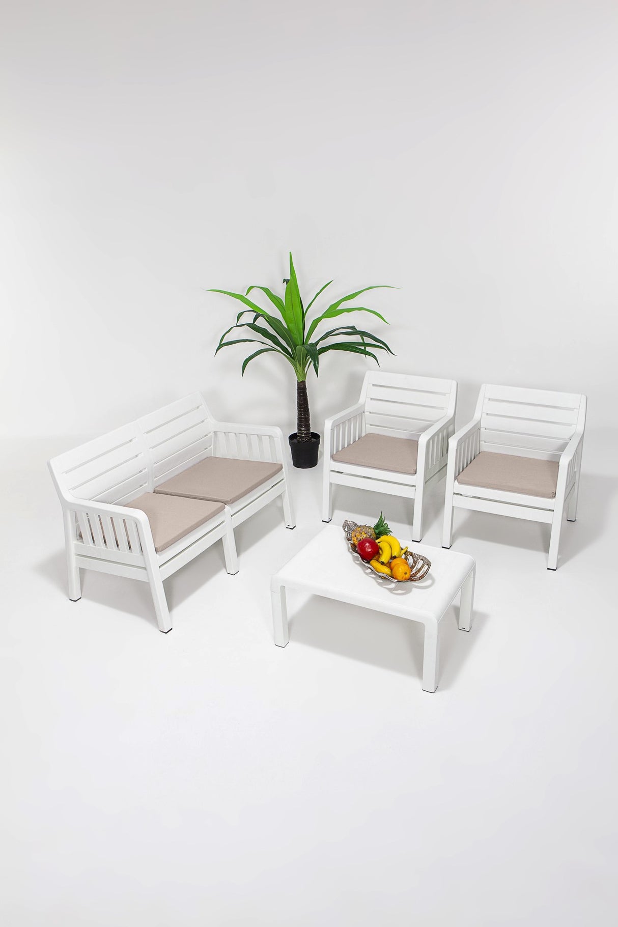 Set mobilier gradina Lara 2+1+1+S Takim - White - Alb