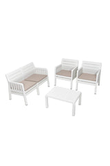 Set mobilier gradina Lara 2+1+1+S Takim - White - Alb