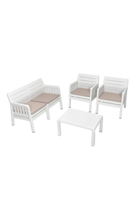 Set mobilier gradina Lara 2+1+1+S Takim - White - Alb