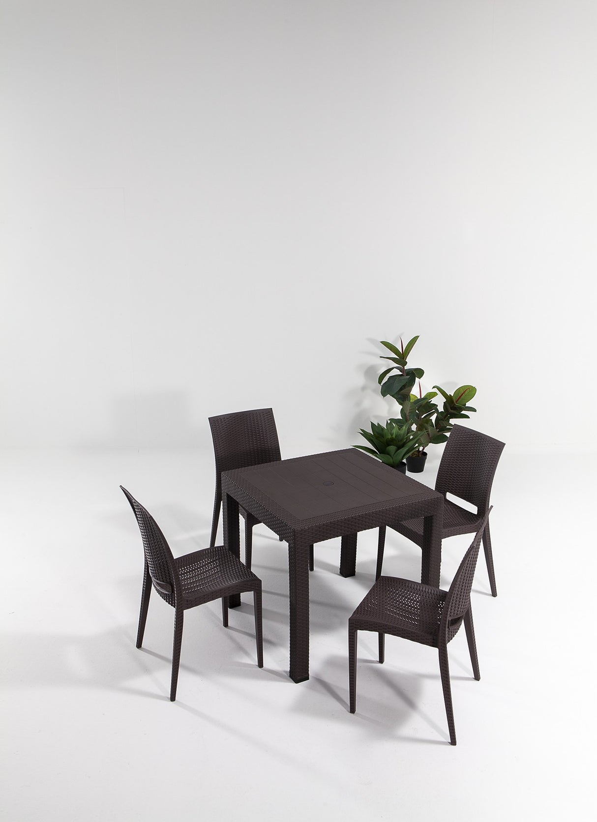 Set mobilier gradina Rattan 80x80 Small Masa Takimi - Brown - Maro