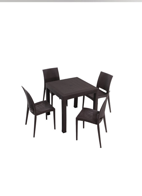 Set mobilier gradina Rattan 80x80 Small Masa Takimi - Brown - Maro