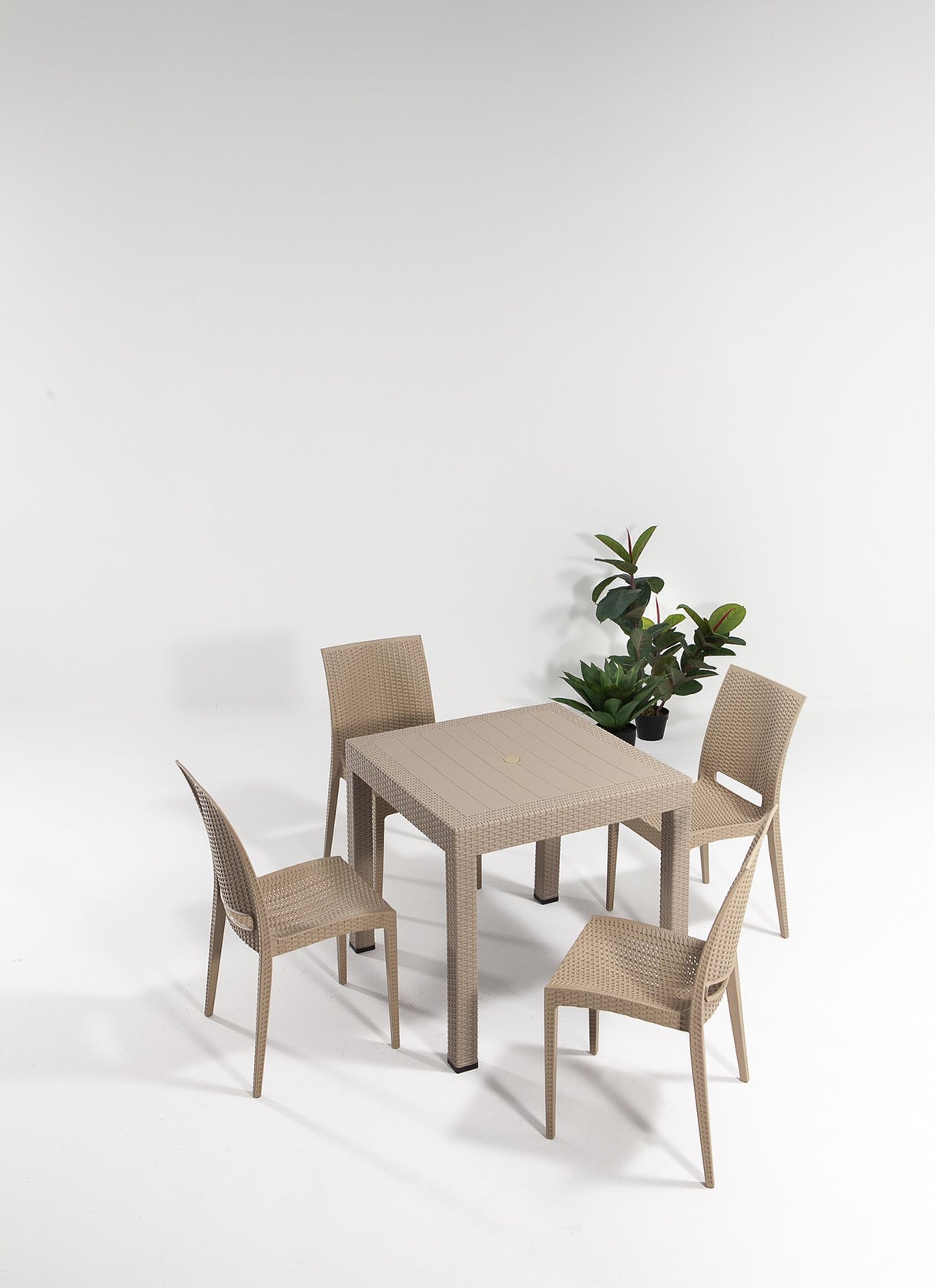 Set mobilier gradina Rattan 80x80 Small Masa Takimi - Cappucino - Cappuccino