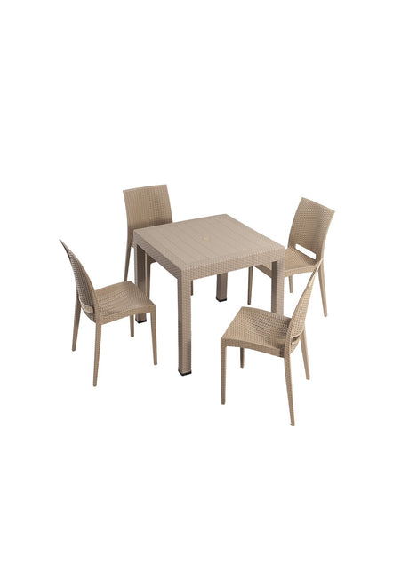 Set mobilier gradina Rattan 80x80 Small Masa Takimi - Cappucino - Cappuccino