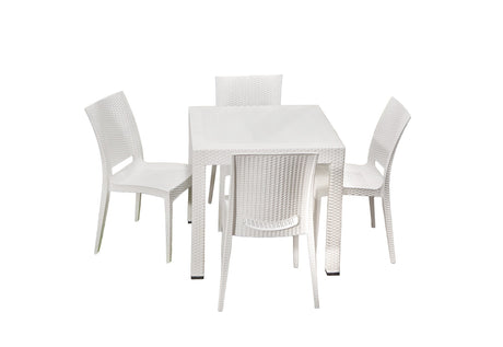 Set mobilier gradina Rattan 80x80 Small Masa Takimi - White - Alb