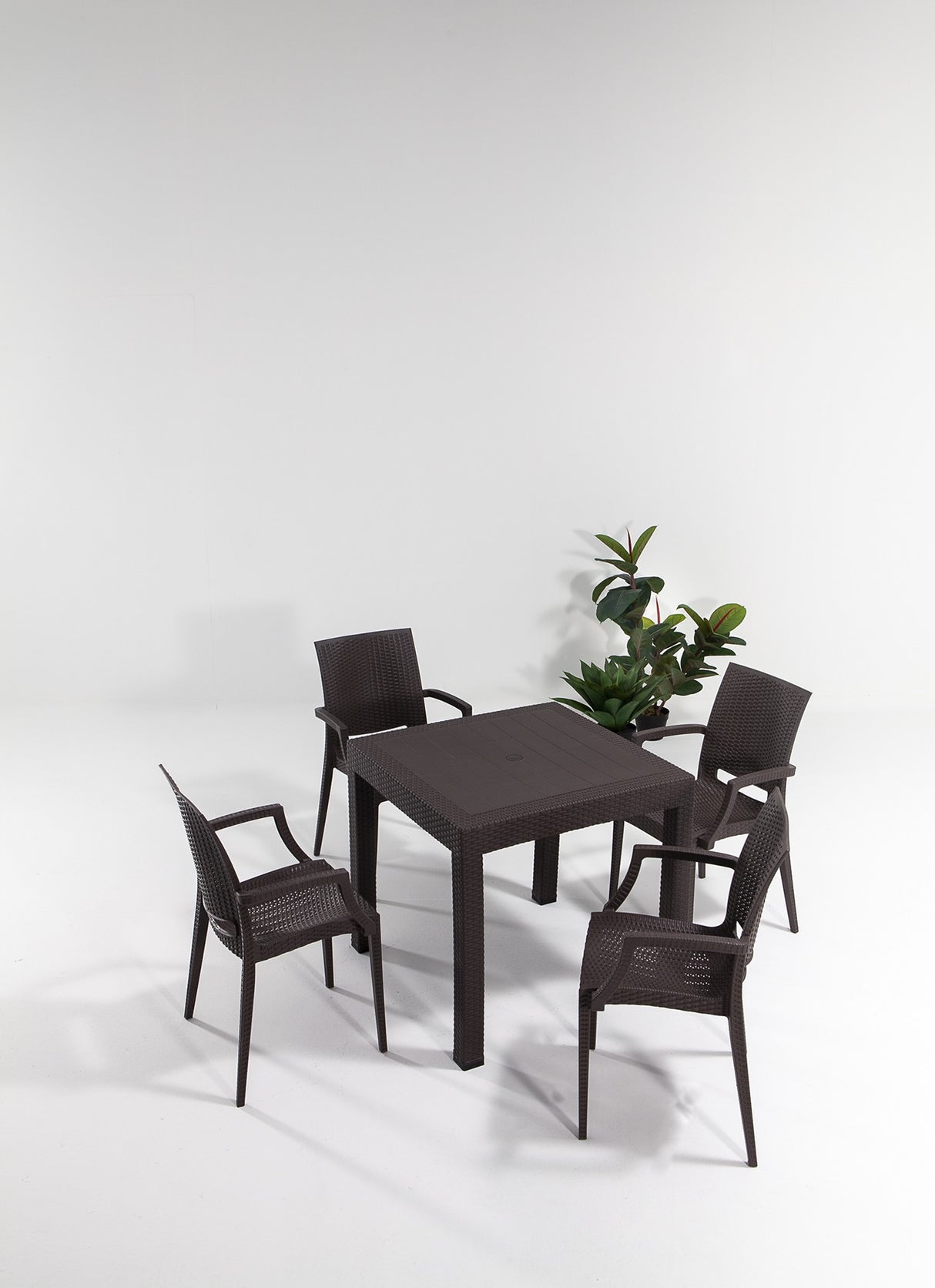 Set mobilier gradina Rattan 80x80 Small Lux Masa Takimi - Brown - Maro