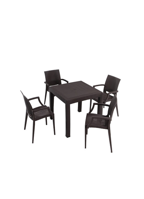 Set mobilier gradina Rattan 80x80 Small Lux Masa Takimi - Brown - Maro