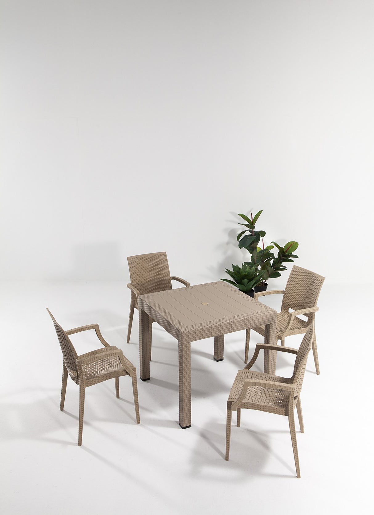 Set mobilier gradina Rattan 80x80 Small Lux Masa Takimi - Cappucino - Cappuccino