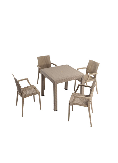 Set mobilier gradina Rattan 80x80 Small Lux Masa Takimi - Cappucino - Cappuccino