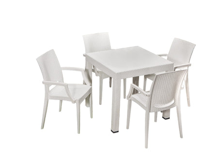 Set mobilier gradina Rattan 80x80 Small Lux Masa Takimi - White - Alb