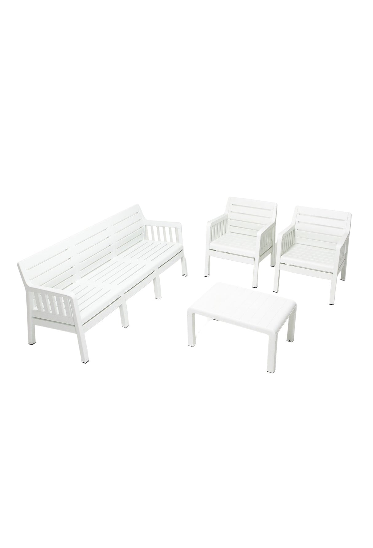 Set mobilier gradina Lara Mindersiz 3+1+1+S Takim - White - Alb