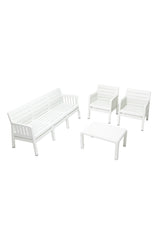 Set mobilier gradina Lara Mindersiz 3+1+1+S Takim - White - Alb