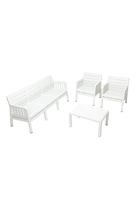 Set mobilier gradina Lara Mindersiz 3+1+1+S Takim - White - Alb
