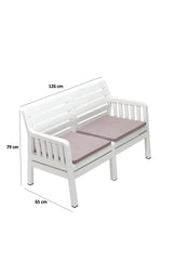 Set mobilier gradina Lara Ikili Koltuk - White - Alb