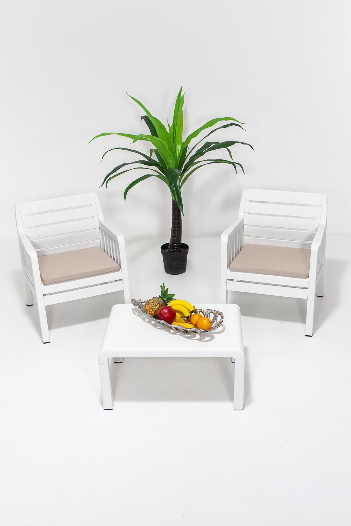 Set mobilier gradina Lara 1+1+S Takim - White - Alb
