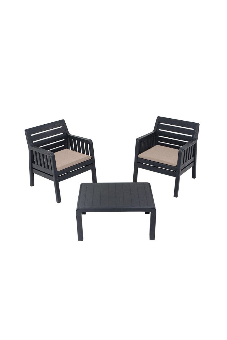 Set mobilier gradina Lara 1+1+S Takim - Anthracite - Antracit