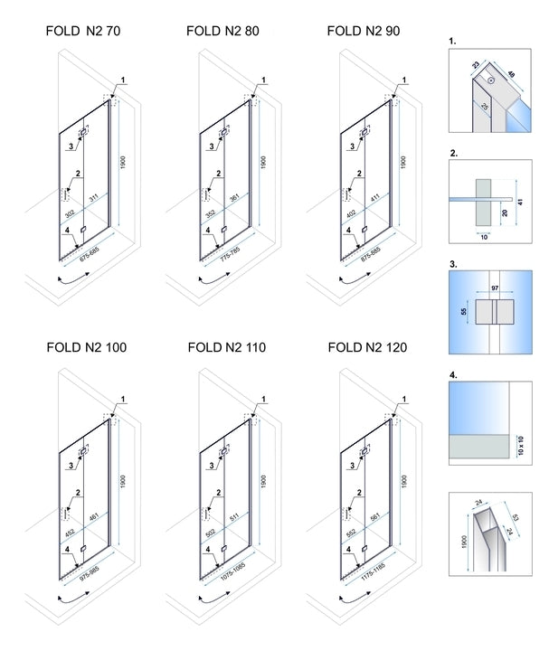Cabina de dus pliabil Rea Fold N2 Modul / 110x110