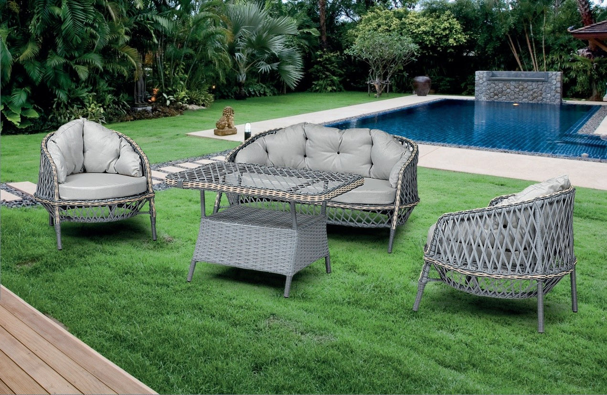 Set mobilier gradina Lerra (1+1+3+Sehpa) - Gri
