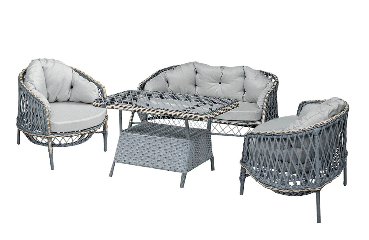 Set mobilier gradina Lerra (1+1+3+Sehpa) - Gri