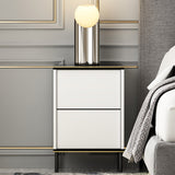 Noptiera Imaj - White Marble - Alb / Negru / Auriu