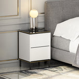 Noptiera Imaj - White Marble - Alb / Negru / Auriu