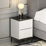 Noptiera Imaj - White Marble - Alb / Negru / Auriu