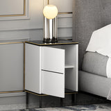 Noptiera Imaj - White Marble - Alb / Negru / Auriu