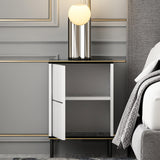Noptiera Imaj - White Marble - Alb / Negru / Auriu