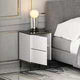 Noptiera Imaj - White Marble - Alb / Negru / Auriu