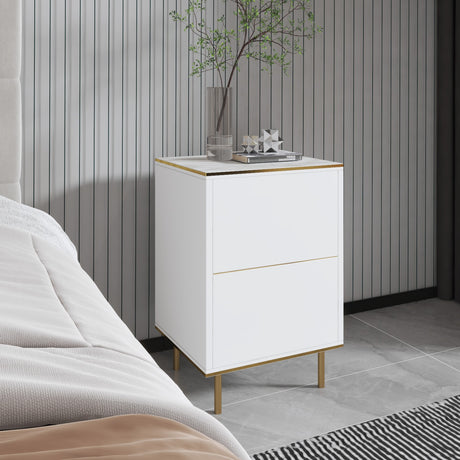 Noptiera Imaj - Marble White - Marmura alba / Auriu