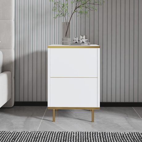 Noptiera Imaj - White Gold - Alb / Auriu