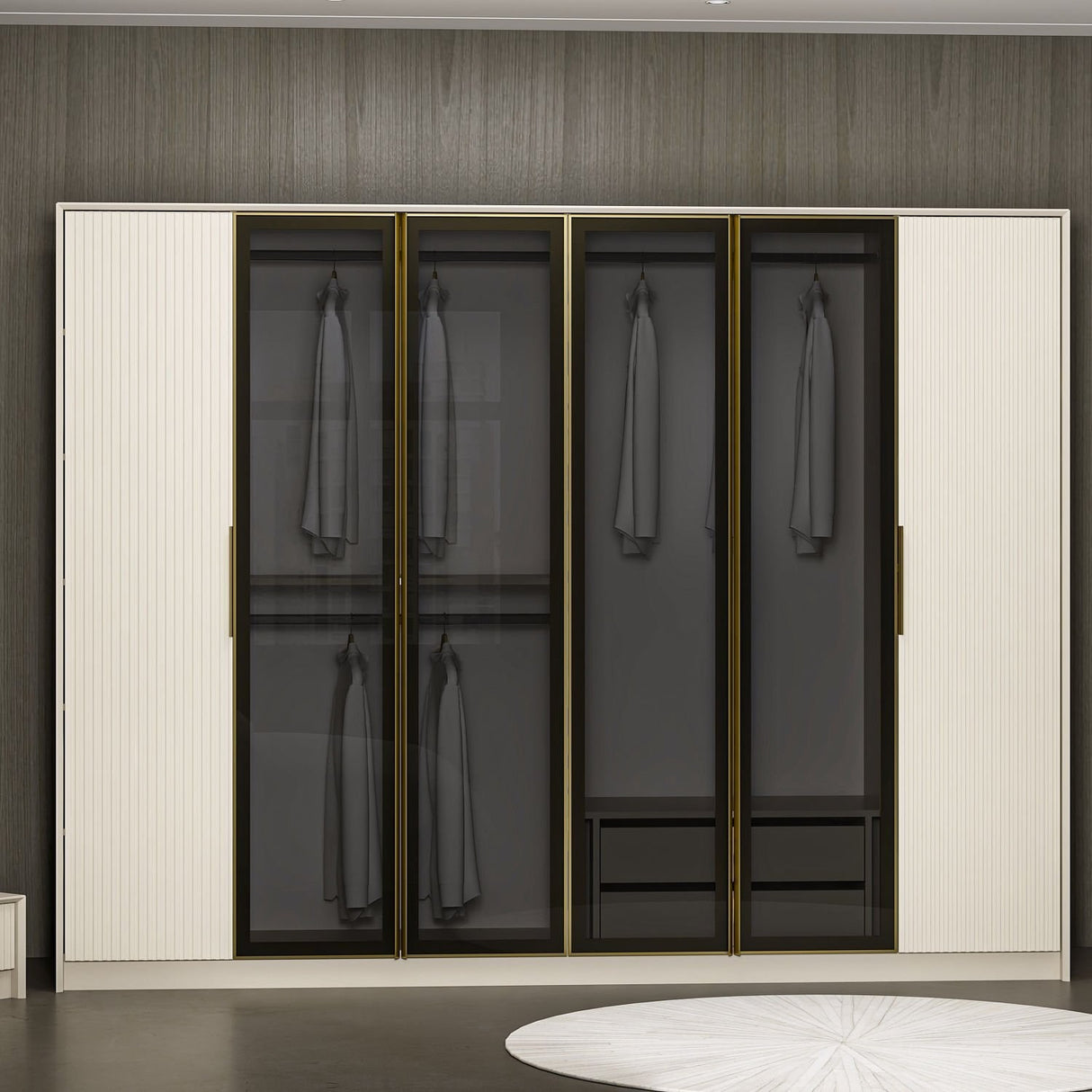 Dulap pentru haine Luxe - 7937 - Auriu / Fumuriu
