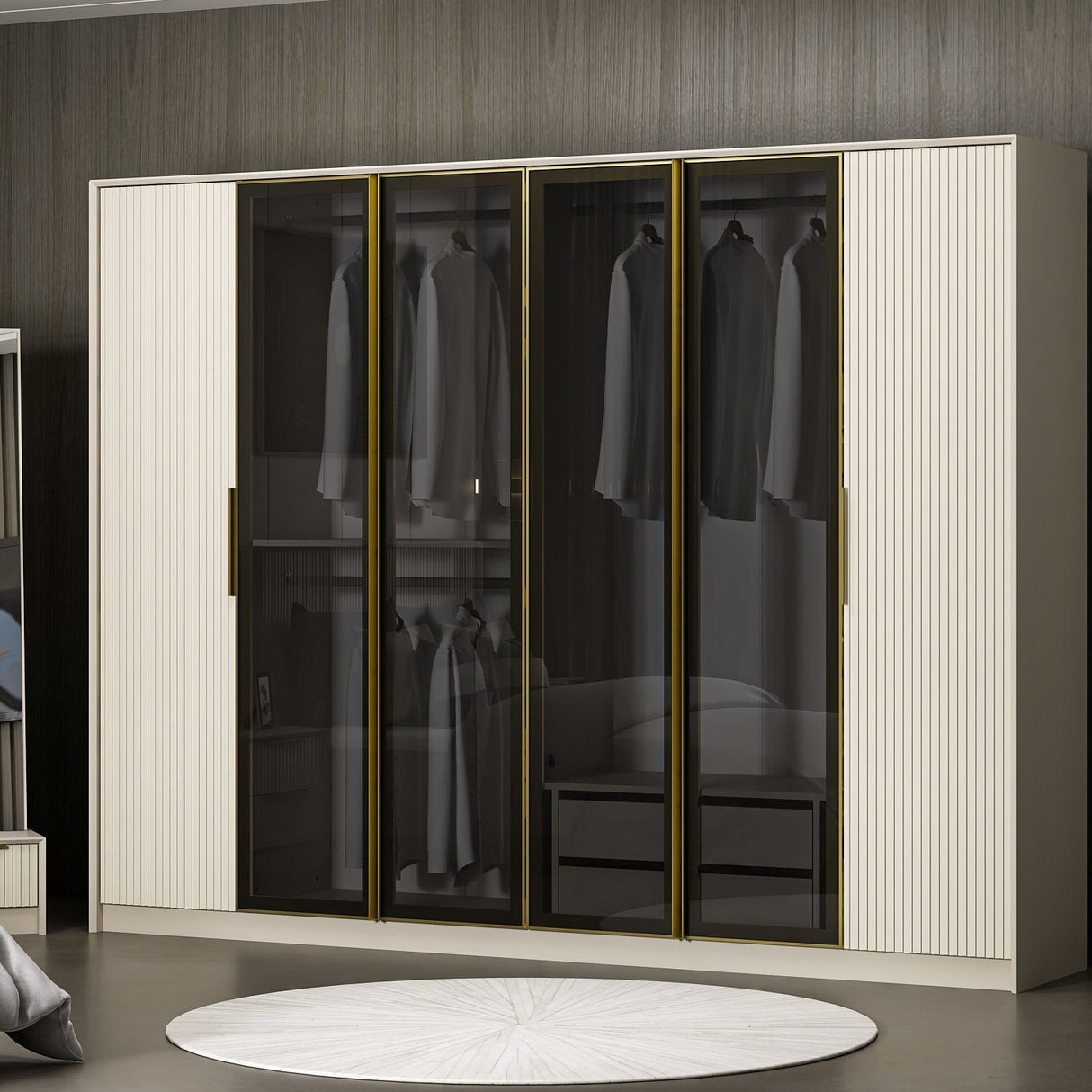 Dulap pentru haine Luxe - 7937 - Auriu / Fumuriu