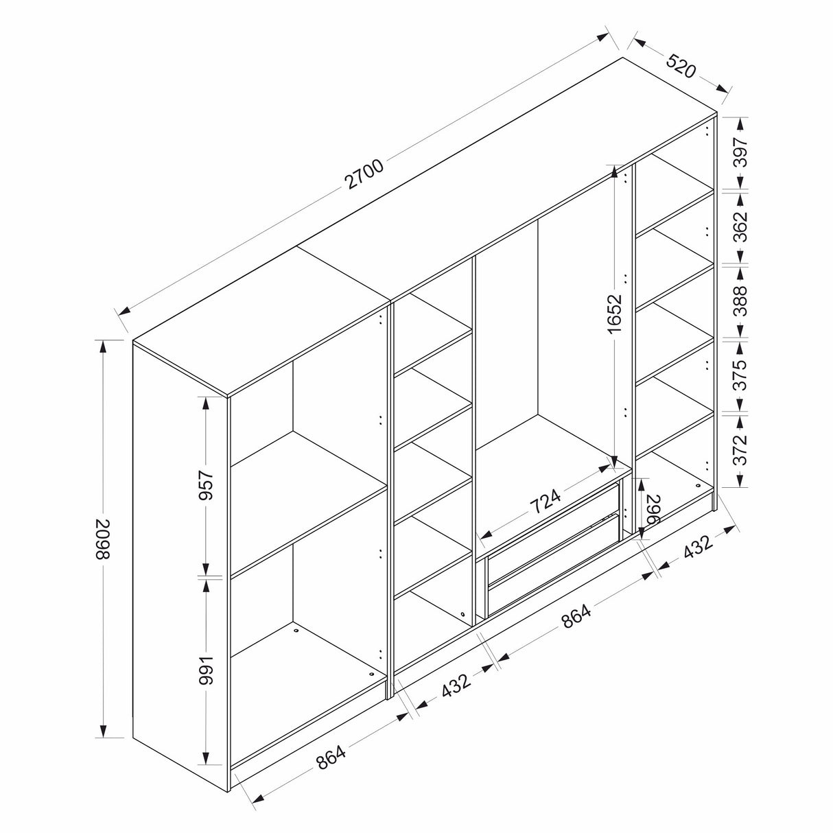 Dulap pentru haine Kale Plus - 7812 - Fume