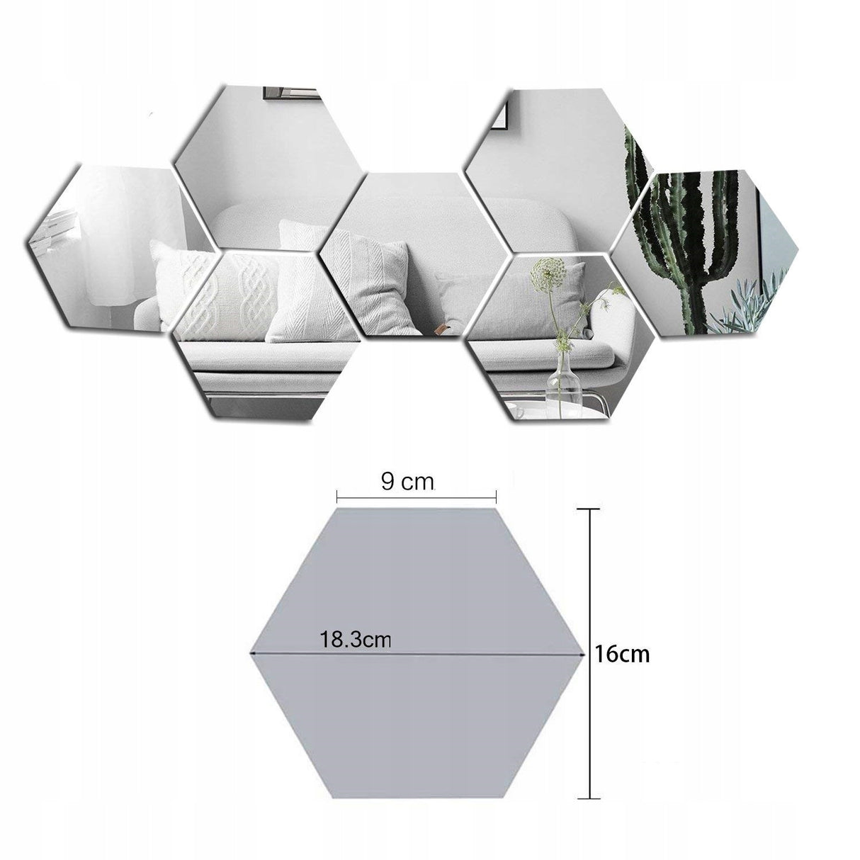 Oglinda decorativa Hexagon Set 8 bucati