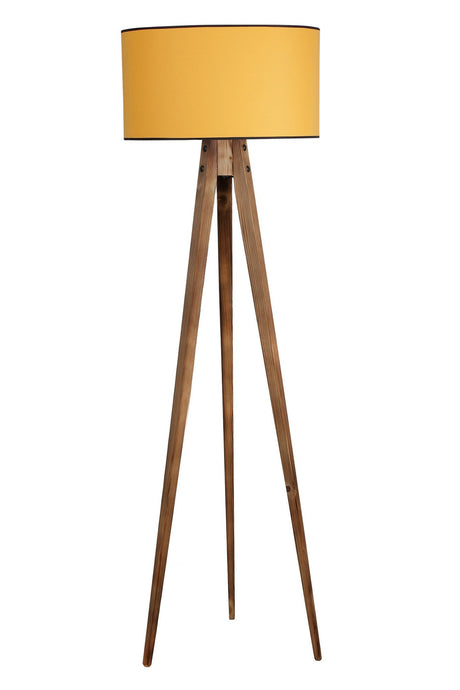 Lampadar Tripod Yanik Lambader Silindir Hardal Abajurlu - Maro