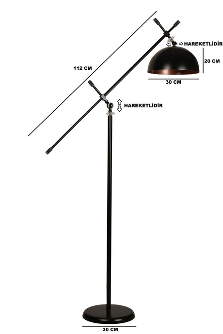 Lampadar Hans lambader siyah ayak retro 3 baslikli - Negru